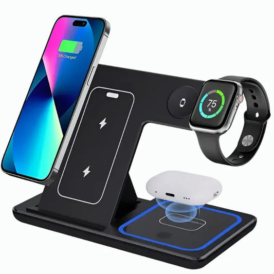 30W fast wireless charging stand for iPhone, Apple Watch, and AirPods – foldable and portable