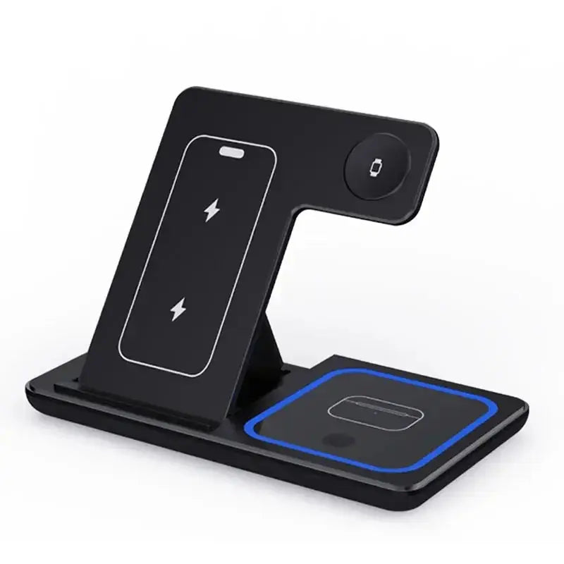 30W 3-in-1 Fast Wireless Charger Stand – Foldable Charging Station for iPhone, Apple Watch & AirPods ClickncarryMart