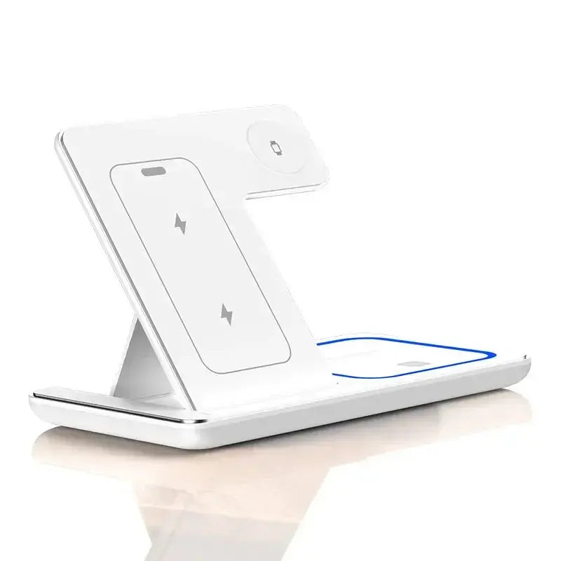 30W 3-in-1 Fast Wireless Charger Stand – Foldable Charging Station for iPhone, Apple Watch & AirPods ClickncarryMart