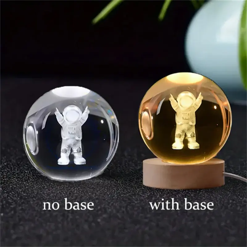 3D Crystal Planet Lamp – LED Engraved Solar System Night Light with Wooden Base ClickncarryMart