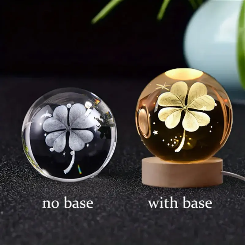 3D Crystal Planet Lamp – LED Engraved Solar System Night Light with Wooden Base ClickncarryMart