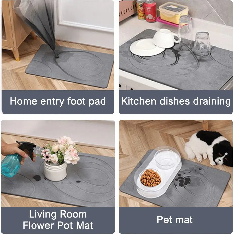 Diatomite Stone Bath Mat – Quick-Dry, Super Absorbent & Non-Slip Shower Mat ClickncarryMart