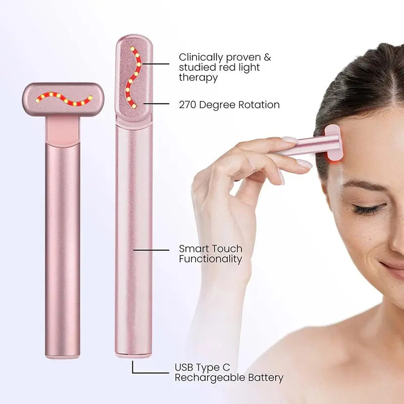 EMS Microcurrent Face Lifting Device – Red Light Therapy, Anti-Wrinkle & Skin Tightening Wand for Eye, Neck & Facial Care ClickncarryMart