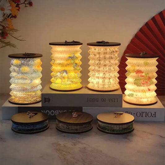 Foldable Touch LED Night Lamp with USB rechargeable, dimmable brightness for home and travel use