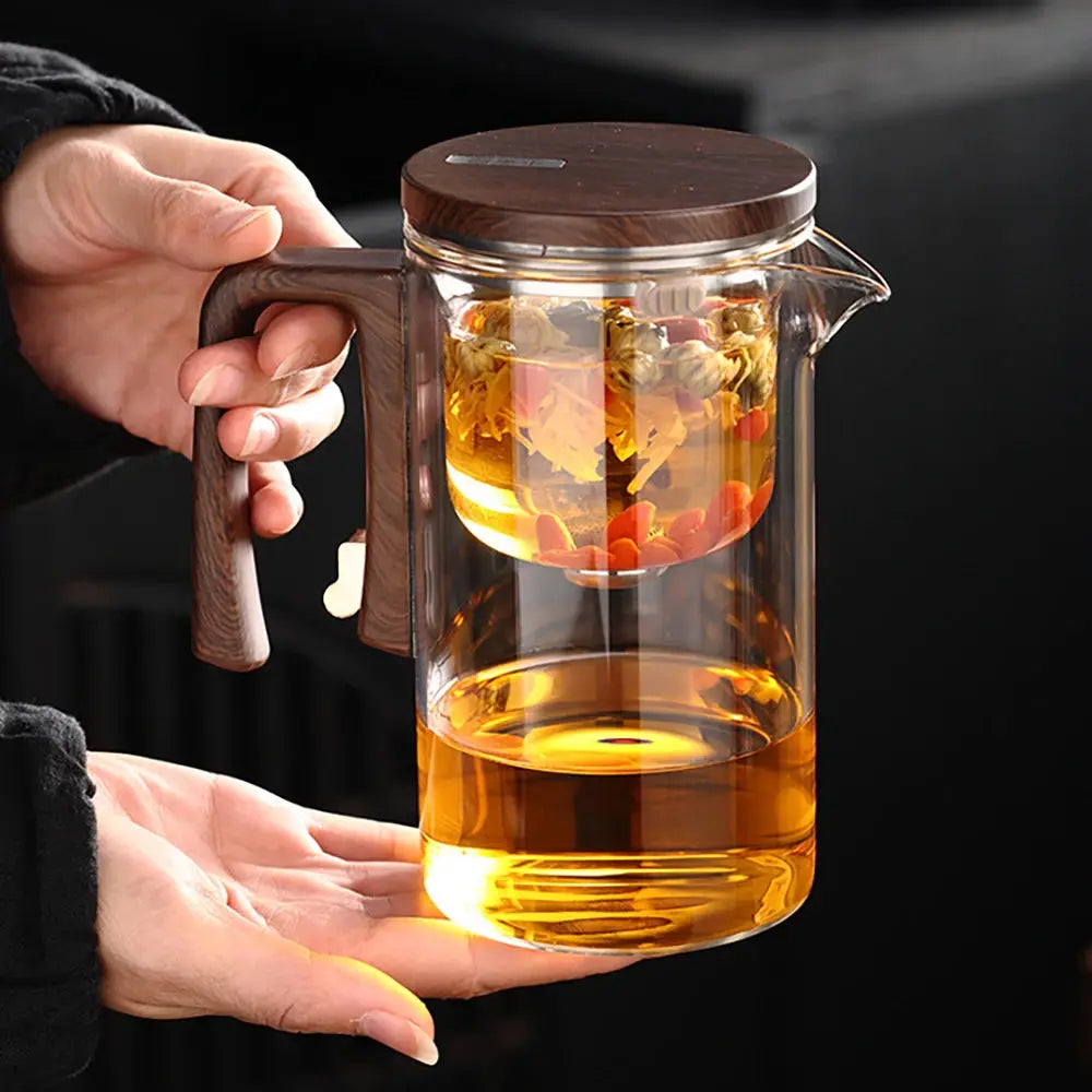 Glass Teapot with Magnetic Infuser – One-Click Tea Filtration Kettle ClickncarryMart