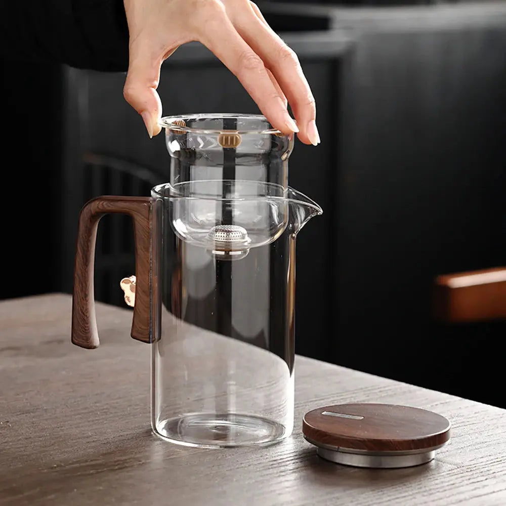 Glass Teapot with Magnetic Infuser – One-Click Tea Filtration Kettle ClickncarryMart