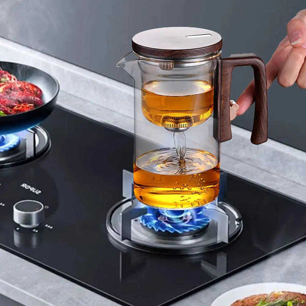 Glass Teapot with Magnetic Infuser – One-Click Tea Filtration Kettle ClickncarryMart