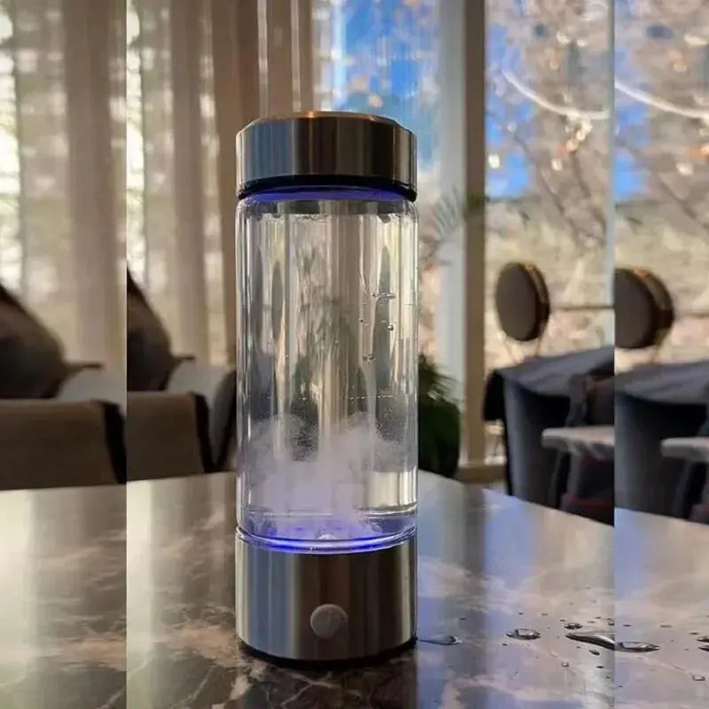 Hydrogen bubbles forming in the Electric Hydrogen Water Bottle during electrolysis for maximum H2 absorption