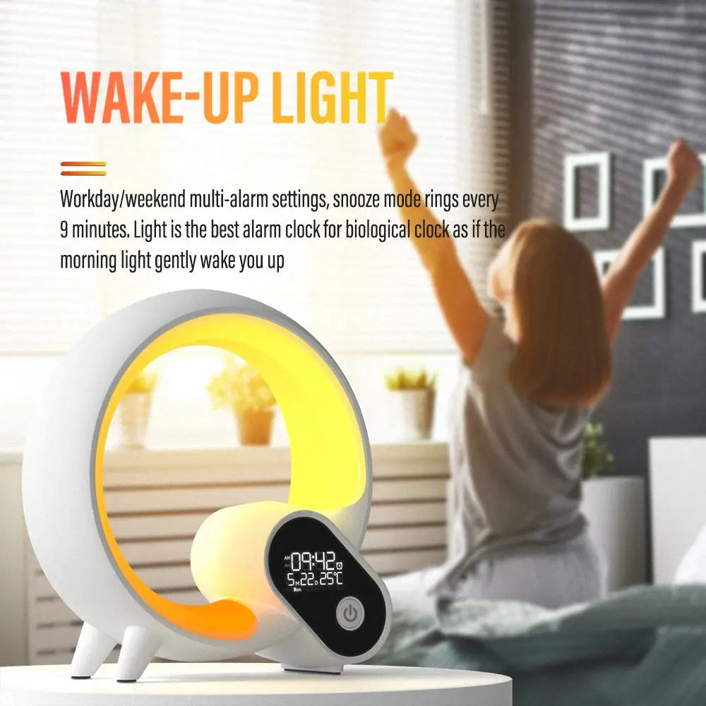 Smart alarm clock simulating sunrise for a natural wake-up experience