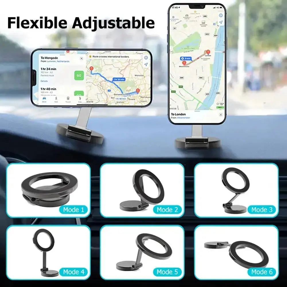 Magnetic 360° Car Phone Holder – 360° rotating, anti-shake mount with suction cup