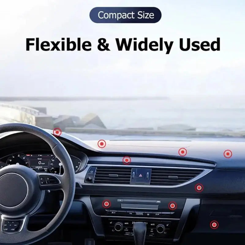 iPhone mounted on dashboard using Magnetic 360° Car Phone Holder with anti-shake design