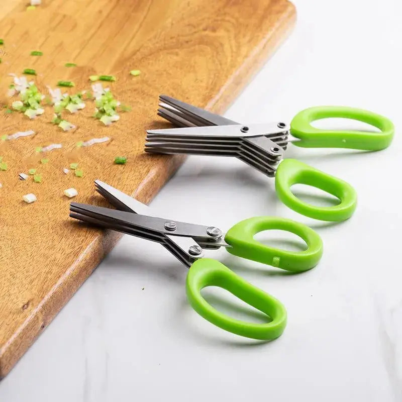 Multi-Layer Stainless Steel Kitchen Scissors – 3/5-Layer Herb Cutter for Green Onions, Seaweed & Spices