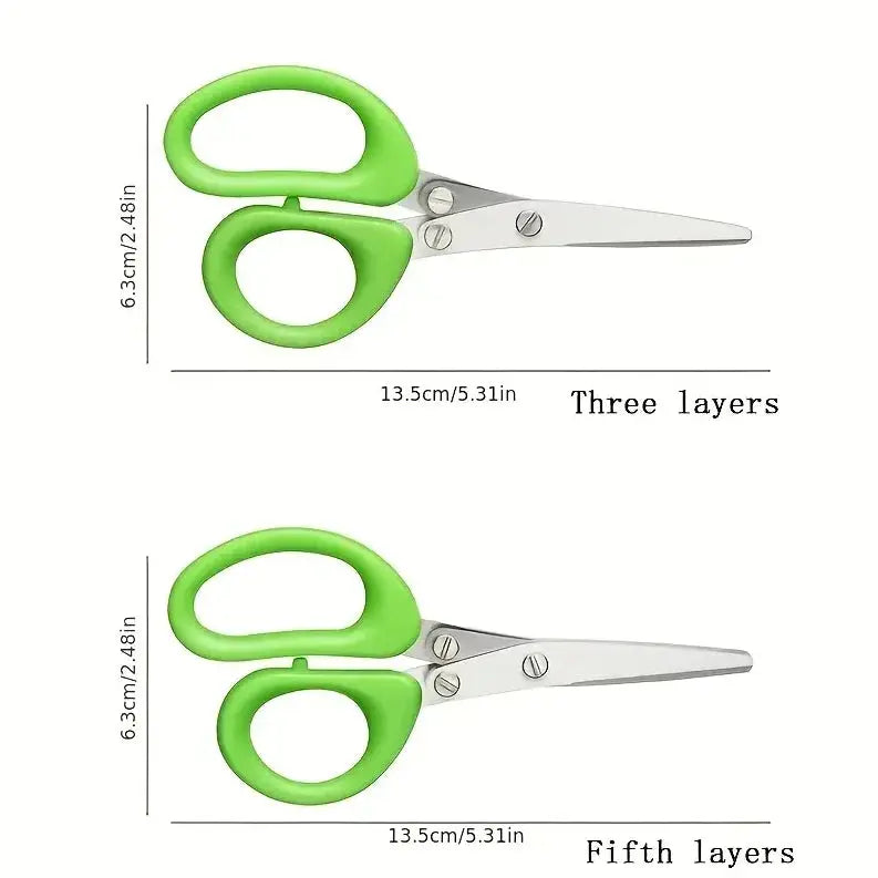 Multi-Layer Stainless Steel Kitchen Scissors – 3/5-Layer Herb Cutter for Green Onions, Seaweed & Spices