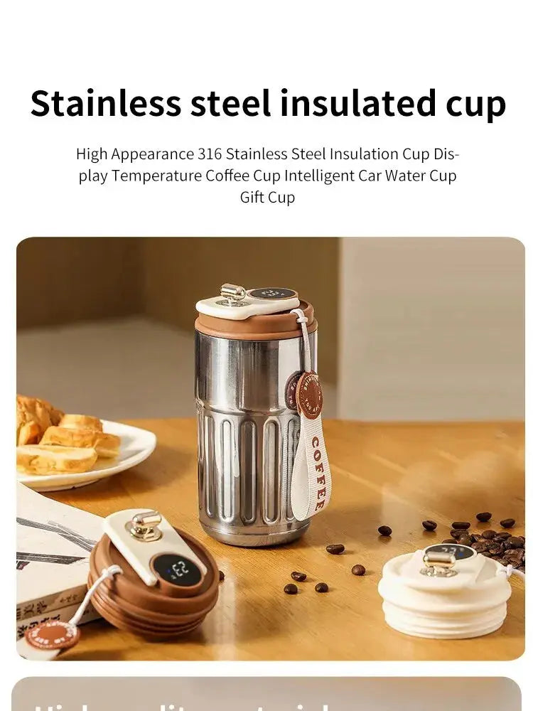 Stainless Steel Smart Temperature Display Coffee Cup – Car Mounted Insulated Travel Mug ClickncarryMart